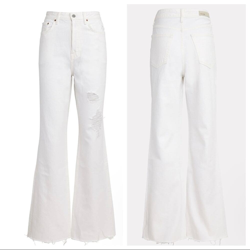 GRLFRND Dawn White Denim Flared High Rise Jeans 26 NWT